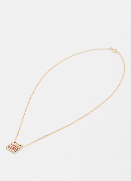 Anna + Nina Love Note ketting verguld - detail goud
