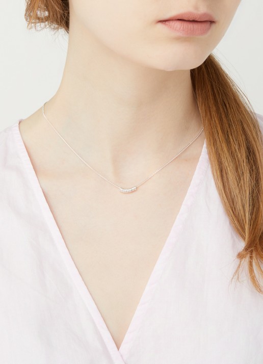 Anna + Nina Multi Ring fijne ketting van zilver - voorkant 2 zilver