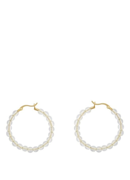 Anna + Nina Multi White Quartz oorringen verguld - voorkant transparant
