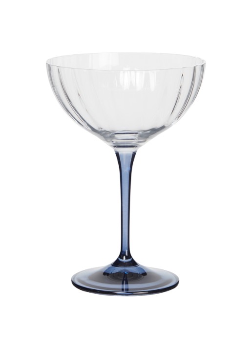 Anna + Nina Ocean champagne glas 15 cl - voorkant staalblauw