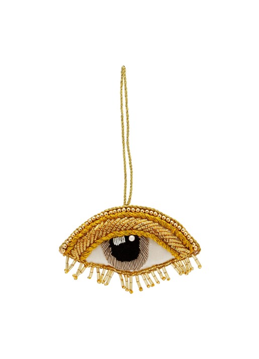 Anna + Nina Oog kersthanger 6 cm - voorkant goud