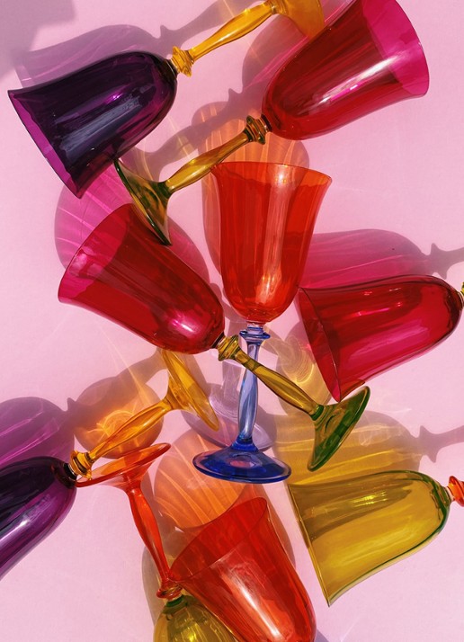 Anna + Nina Paradise witte wijnglas 20 cl - voorkant 2 multicolor