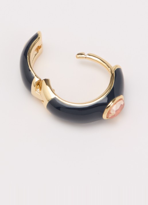 Anna + Nina Percy Huggie oorring met zirkonia verguld - detail 2 goud