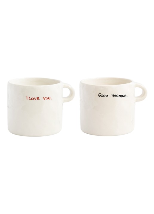 Anna + Nina Perfect Morning kopje 20 cl set van 2 - detail wit
