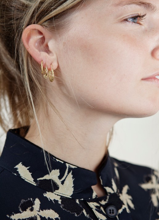 Anna + Nina Puffer Fish Oorringen verguld - detail goud