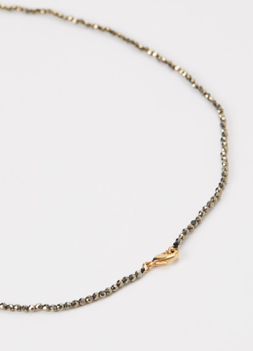 Anna + Nina Pyrite Gemstone ketting verguld - detail 2 goud