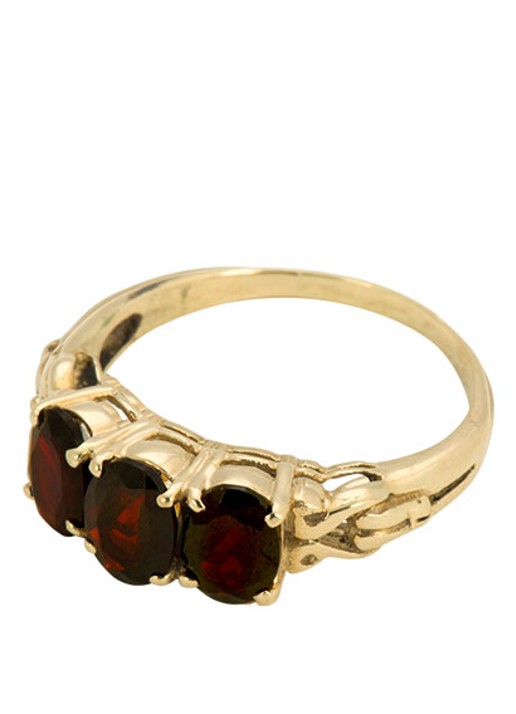 Anna + Nina Rose Garnet ring van 14 karaat geelgoud met granaat