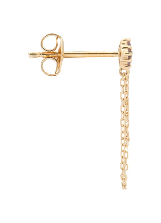 Anna + Nina Single Gilded Chain oorknopjes van 14 karaat geelgoud met amethist en citrien - detail 3 geelgoud