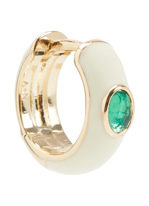 Anna + Nina Single Leaf Huggie oorring verguld