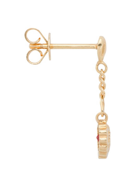 Anna + Nina Single Pure Love oorknopjes van 14 karaat geelgoud met granaat - detail 3 geelgoud