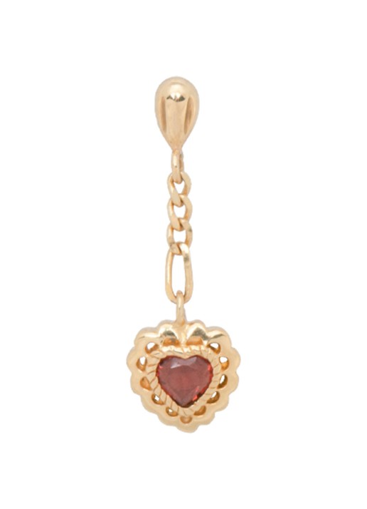 Anna + Nina Single Pure Love oorknopjes van 14 karaat geelgoud met granaat - detail 4 geelgoud
