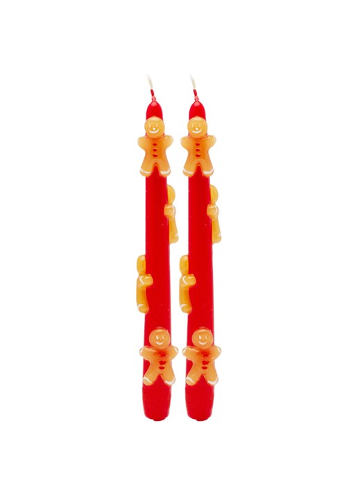 Anna + Nina Sweet Gingerbread kaars set van 2  - voorkant 2 rood