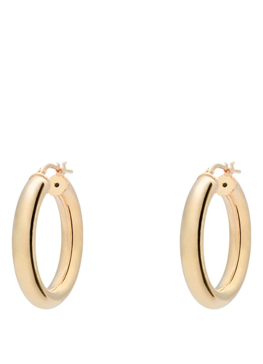 Anna + Nina Thick Plain L oorringen van zilver - voorkant goud