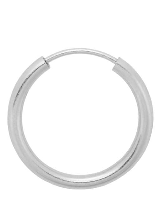 Anna + Nina Thick Plain Large enkele oorring van zilver - voorkant 2 zilver