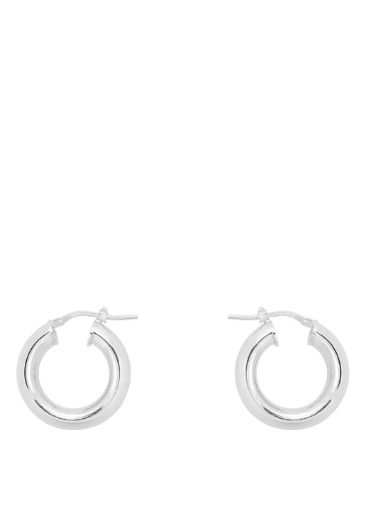 Anna + Nina Thick Plain S oorringen van zilver - detail 3 zilver