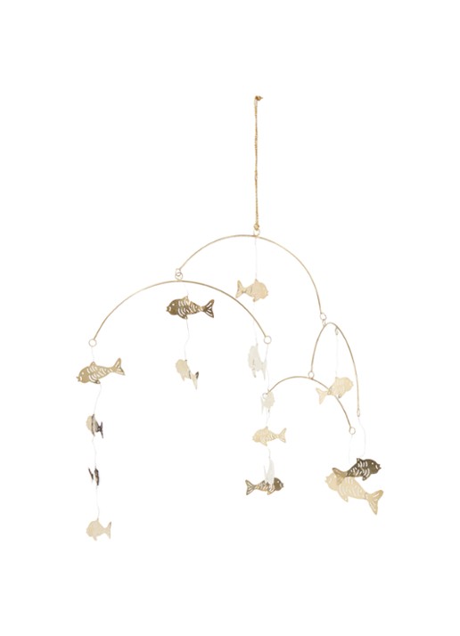 Anna + Nina Under THe Sea Brass mobiel 29 cm - voorkant goud