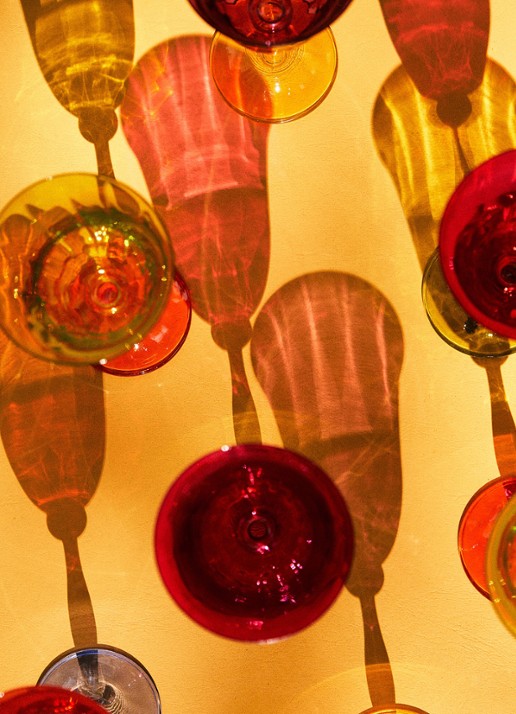Anna + Nina Witte wijnglas 20 cl set van 4 - voorkant 4 multicolor