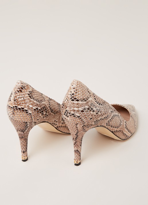 Anna pump met slangenstructuur - detail lichtbruin