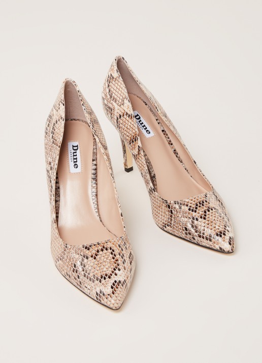 Anna pump met slangenstructuur - detail 2 lichtbruin