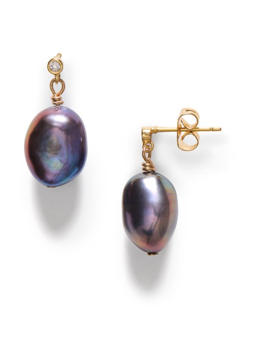 ANNI LU Black Pearly oorstekers verguld