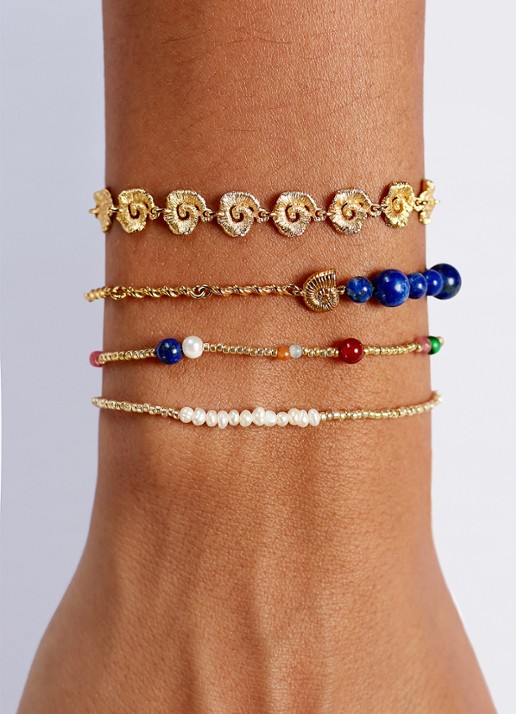 ANNI LU Deep Blue armband verguld  - detail 3 kobaltblauw