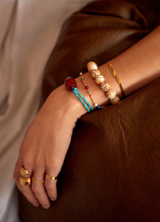 ANNI LU Jetset Gems armband verguld - voorkant 2 beige