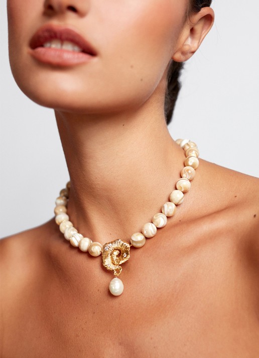 ANNI LU Jetset Gems ketting verguld - detail 3 beige