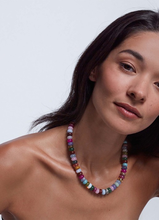 ANNI LU Mirage kralenketting verguld - voorkant 2 donkerblauw