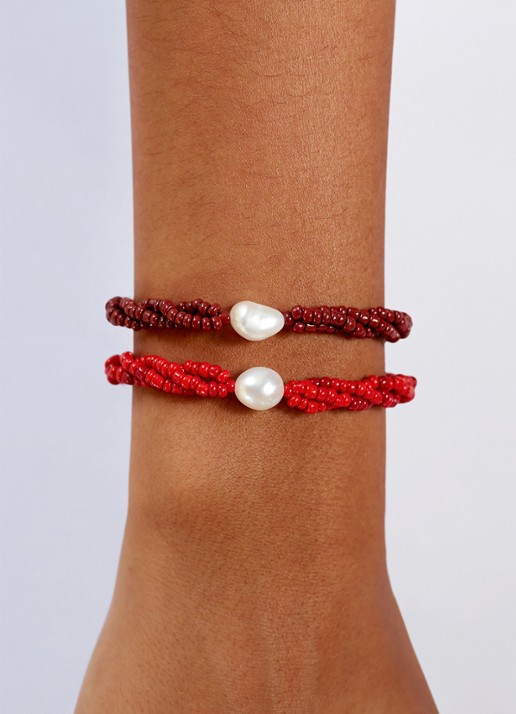 ANNI LU Scarlet Wave armband verguld  - detail 2 oranjerood