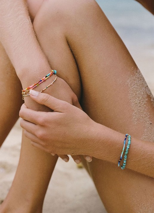 ANNI LU Tie Dye armband verguld - voorkant 2 blauw