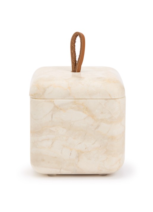 Aquanova Blake opbergpot voor wattenschijfjes 10 cm - voorkant beige