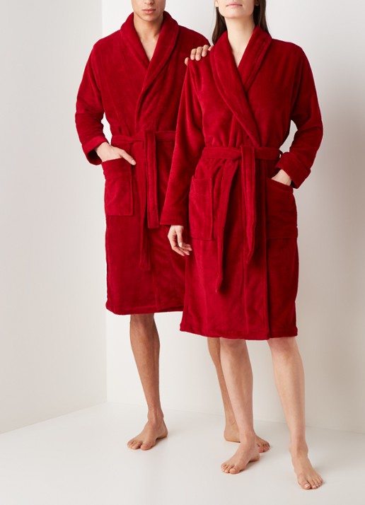 Aquanova Einar badjas in katoenblend - voorkant 2 donkerrood