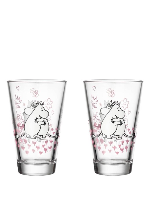 Arabia Moomin Love drinkglas 30 cl set van 2 - voorkant 3 transparant