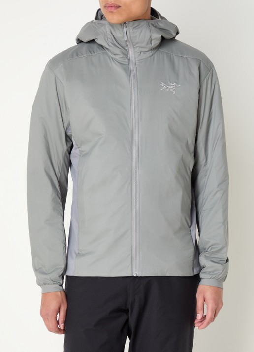 Arc'teryx Atom gewatteerd jack met capuchon en ritszakken - detail lichtgrijs