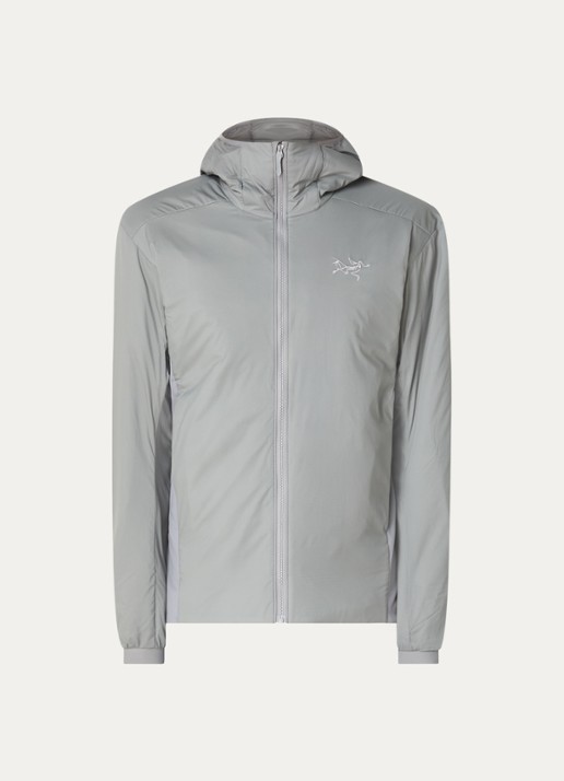 Arc'teryx Atom gewatteerd jack met capuchon en ritszakken - voorkant 2 lichtgrijs