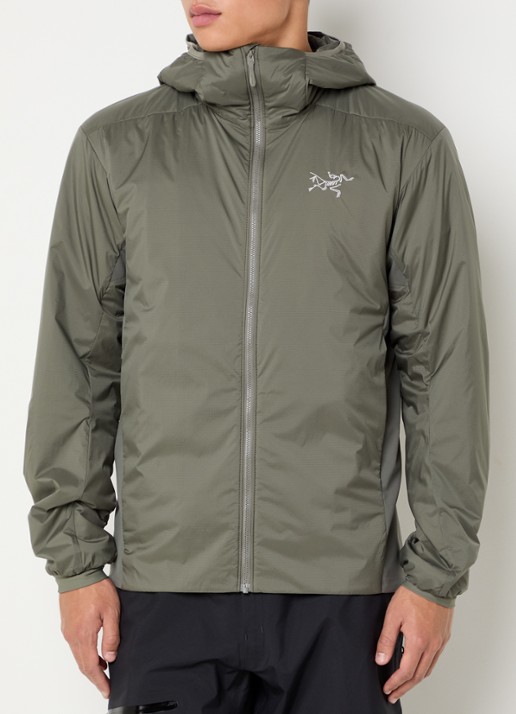 Arc'teryx Atom gewatteerd jack met capuchon en ritszakken - detail legergroen