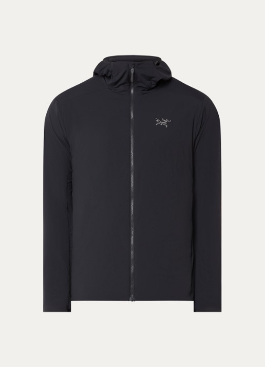 Arc'teryx Atom windjack met ritszakken en capuchon - voorkant zwart