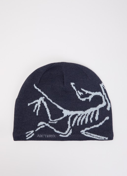 Arc'teryx Bird Head muts in wolblend met logo - voorkant indigo