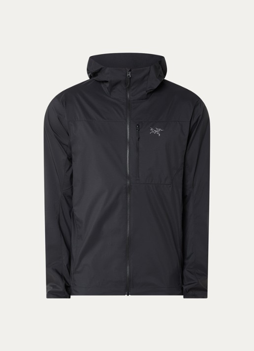 Arc'teryx Squamish windjack met capuchon en waterafstotende coating - voorkant 2 zwart