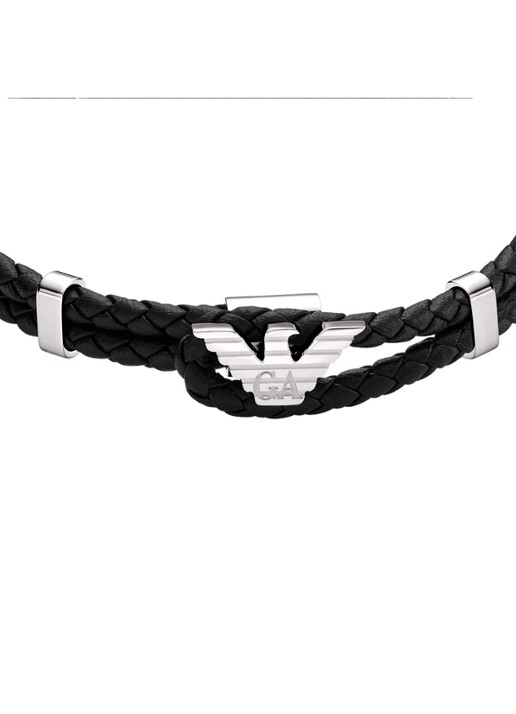 Armani Armband van leer EGS3237040 - detail zilver