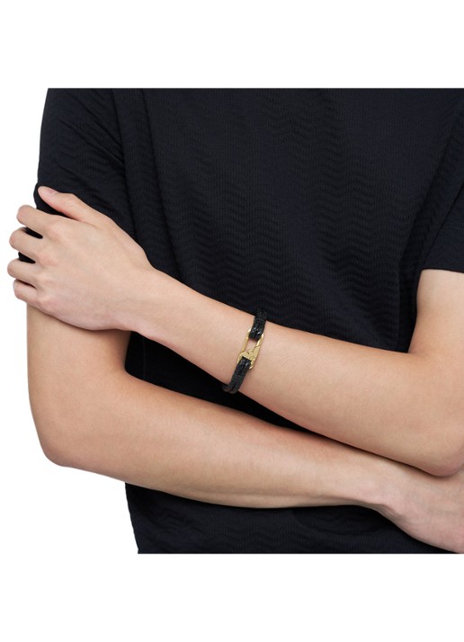 Armani Armband van leer EGS3245710 - detail 3 zwart