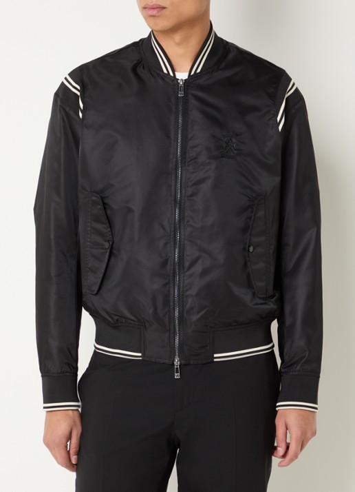 Armani Baseball jack met logo- en backprint - achterkant zwart