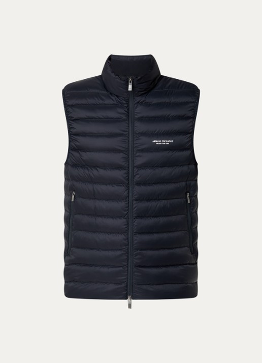 Armani Bodywarmer met donsvulling en ritszakken - voorkant donkerblauw