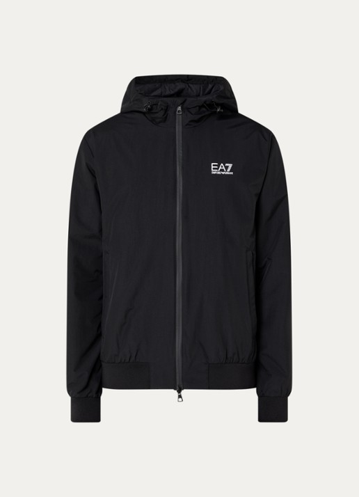 Armani Bomberjack met capuchon en ritszakken - voorkant zwart