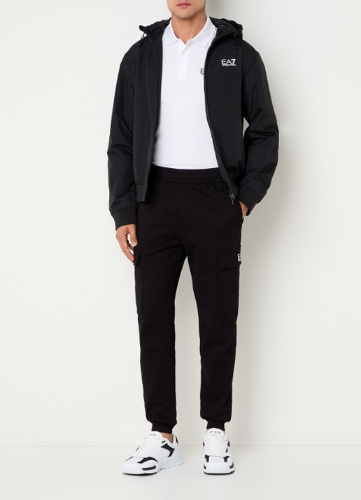 Armani Bomberjack met capuchon en ritszakken - voorkant 2 zwart