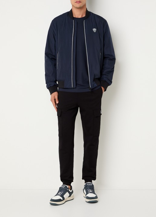 Armani Bomberjack met ritszakken en logo - voorkant 2 donkerblauw