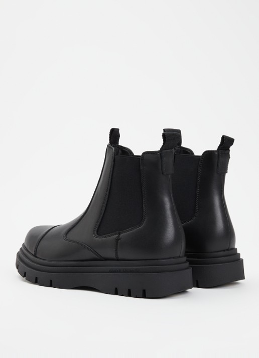 Armani Chelsea boot van leer - achterkant 4 zwart