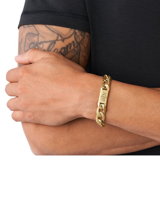 Armani Classic schakelarmband met logo AXG0078710 - detail 2 goud