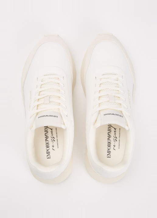 Armani Cordura sneaker met details van suède - detail 4 wit