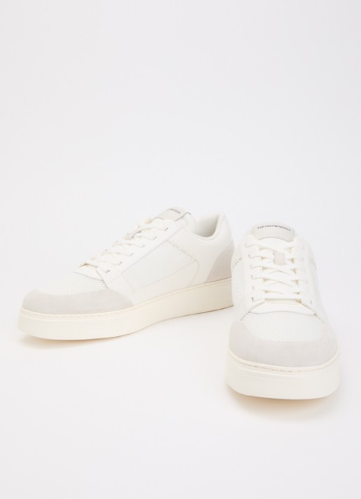 Armani Cordura sneaker met suéde details  - detail wit